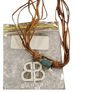 Brown Necklace with Blue Stone